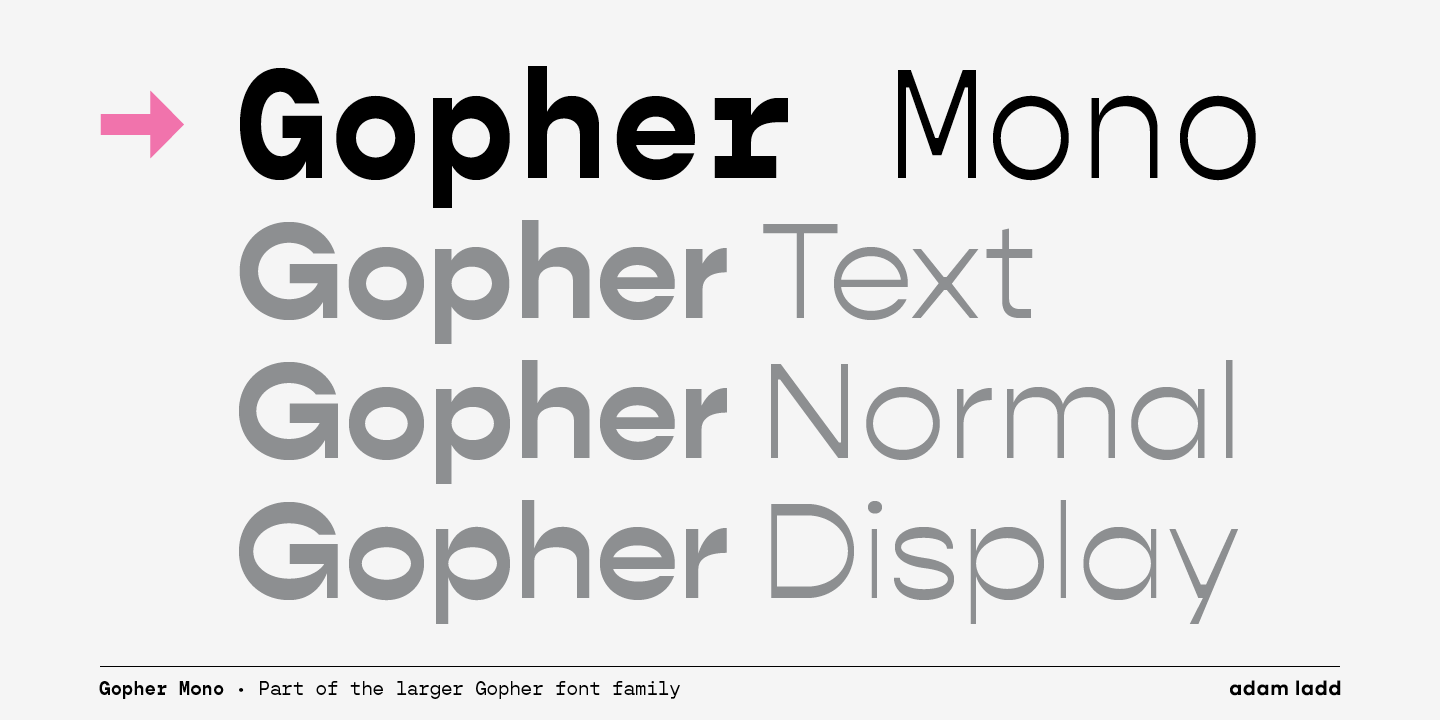 Ejemplo de fuente Gopher Mono Medium